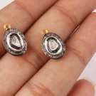 Polki Rose Cut Diamond Oval Shape Connector 925 Sterling Silver Diamond Findings