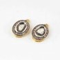 Polki Rose Cut Diamond Oval Shape Connector 925 Sterling Silver Diamond Findings