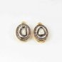Polki Rose Cut Diamond Oval Shape Connector 925 Sterling Silver Diamond Findings