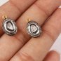 Polki Rose Cut Diamond Oval Shape Connector 925 Sterling Silver Diamond Findings