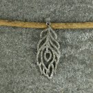 Pave Diamond Peacock Feather Pendant 925 Silver Diamond Necklace For Christmas.