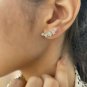 1 Ct Diamond Floral Earrings Climber Earrings Minimalist Ear Crawler 14k Gold.