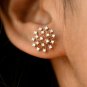 Star Burst Natural Diamond Ear Stud 14k Gold Cluster Diamond Statement Earrings.