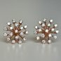 Star Burst Natural Diamond Ear Stud 14k Gold Cluster Diamond Statement Earrings.