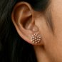 Star Burst Natural Diamond Ear Stud 14k Gold Cluster Diamond Statement Earrings.