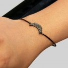 Moon Dainty Bracelet Pave Diamond 925 Silver Diamond Bracelet Anniversary Gift