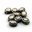 Pave Diamond Oval Polki Beads Spacers Designer 925 Silver Handmade Jewelry Gift.