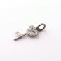 Pave Diamond key Charm 925 Silver Diamond Findings Jewelry Making pendent
