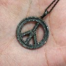 Pave Diamond Peace Sign Pendant 925 Silver Diamond Peace Charm Pendant Gift.