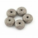 1Pc Pave Diamond Round Shape Beads Diamond Donut Beads Sterling Silver Beads N78