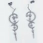 Crescent Moon And Stars Designer Earrings 925 Silver Pave Diamond Earrings.