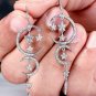 Crescent Moon And Stars Designer Earrings 925 Silver Pave Diamond Earrings.