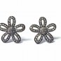 Pave Diamond Flower Stud Earring 925 Silver Floral Dainty Earring Birthday Gift.