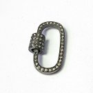 Carabiner Lock Pave Diamond 925 Silver Necklace Findings Screw Lobster Clasps.