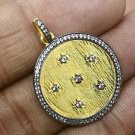 Natural Diamond Round Disc Pendant 925 Silver Diamond Vintage Pendant Gift Charm