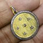 Natural Diamond Round Disc Pendant 925 Silver Diamond Vintage Pendant Gift Charm