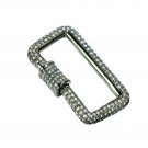Pave Diamond Carabiner Lock 925 Silver Diamond Jewelry Clasp Rectangle Lock.