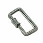 Pave Diamond Carabiner Lock 925 Silver Diamond Jewelry Clasp Rectangle Lock.