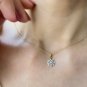 Diamond Snowflake Necklace Cluster Diamond Pendant 14k Gold Christmas Necklace.