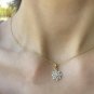 Diamond Snowflake Necklace Cluster Diamond Pendant 14k Gold Christmas Necklace.