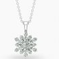 Diamond Snowflake Necklace Cluster Diamond Pendant 14k Gold Christmas Necklace.