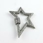 Pave Diamond Star Carabiner Lock 925 Silver Additional Jewelry Connector Bails.