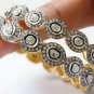Victorian Inspired Rose Cut Diamond Bracelet 925 Silver Wedding Bangle Bracelet.