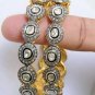 Victorian Inspired Rose Cut Diamond Bracelet 925 Silver Wedding Bangle Bracelet.