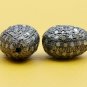 Pave Diamond Oval Beads 925 Silver Egg Shape Spacer Beads Necklace Making Beads.