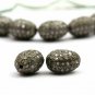 Pave Diamond Oval Beads 925 Silver Egg Shape Spacer Beads Necklace Making Beads.