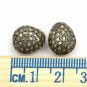 Pave Diamond Oval Beads 925 Silver Egg Shape Spacer Beads Necklace Making Beads.