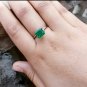 Sandawana Emerald Prong Ring 925 Silver Natural Emerald Birthday Ring CERTIFIED.