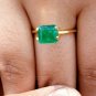 Sandawana Emerald Prong Ring 925 Silver Natural Emerald Birthday Ring CERTIFIED.
