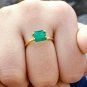 Sandawana Emerald Prong Ring 925 Silver Natural Emerald Birthday Ring CERTIFIED.