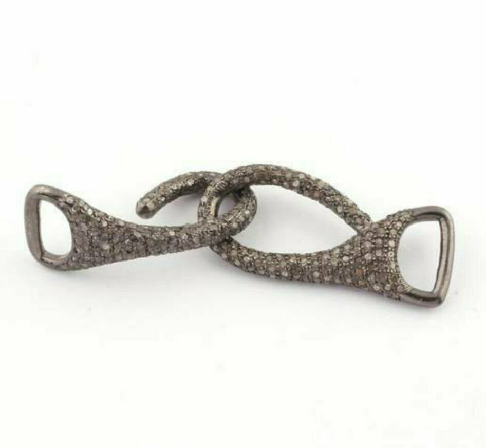 1Pc Pave Diamond Hook Sterling Silver Diamond Bracelet Buckle Connector Findings