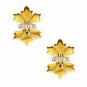 14k Solid Gold Maple Leaf Earring Diamond Ear Stud Fall Earring Wedding Gift.