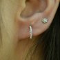 Diamond Hoop Earring 14k Solid Gold 10mm Diamond Huggie Earrings Tiny Hoop Gift.