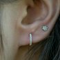 Diamond Hoop Earring 14k Solid Gold 10mm Diamond Huggie Earrings Tiny Hoop Gift.