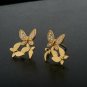 Butterfly Tiny Stud Earrings 14k Solid Gold Diamond Designer Wedding Jewelry.