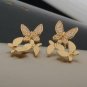 Butterfly Tiny Stud Earrings 14k Solid Gold Diamond Designer Wedding Jewelry.