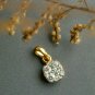 Diamond Pendant 14k Yellow Gold Square Pendant Natural Diamond Pendant Charm.