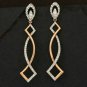 Natural Pave Diamond Designer Drop Earring 14k Rose Gold Handmade Fine Jewelry.