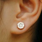 14k Solid Gold Solitaire Natural Diamond Earring Pressure Set Statement Earring.