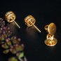 14k Solid Gold Solitaire Natural Diamond Earring Pressure Set Statement Earring.