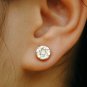 14k Solid Gold Solitaire Natural Diamond Earring Pressure Set Statement Earring.