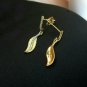 Pave Diamond Leaf Earring 14k Gold Diamond Dainty Earring Minimalist Fine Gift.