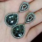 Pave Diamond Black Spinel Dangle Earring 925 Silver Diamond 14k Gold Earring.