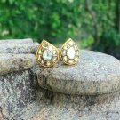 Pave Diamond Pear Shape Earring 14K Gold Earring Rosecut Diamond Earring Gift.