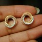 Circular Diamond Pendant Necklace Set 14k Solid Gold 3 Tone Necklace Set Gift.