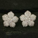 Pave Diamond Flower Stud Earring 14k White Gold Minimalist Jewelry Diamond Tops.